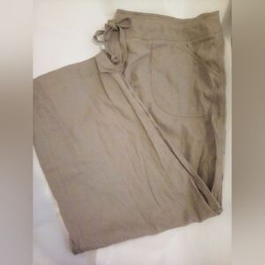 AGB Woman Wide Leg Pants - Tan Size 24W Linen Blend Summer Vacation Casual